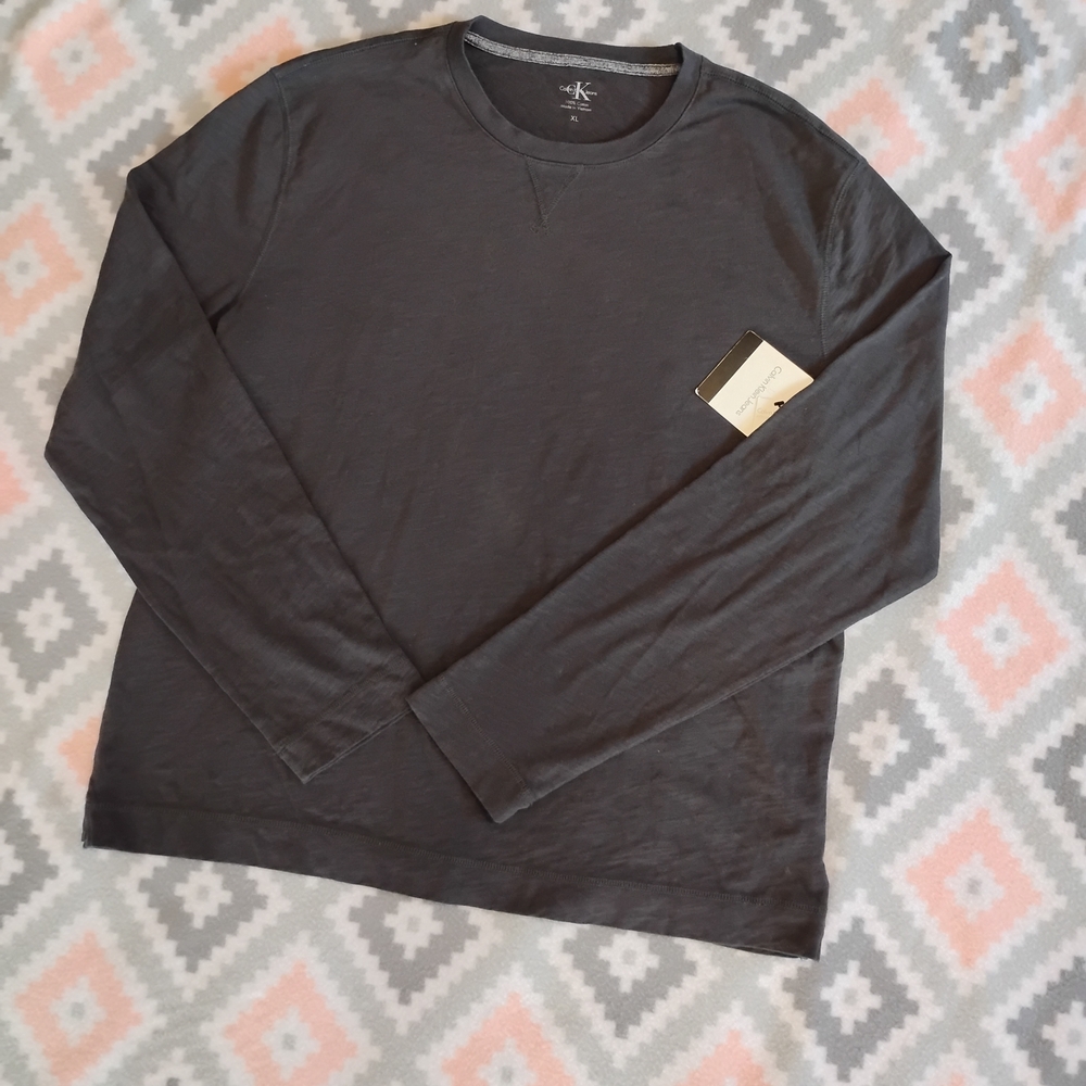 NWT Calvin Klein Charcoal Long Sleeve Men's Tee